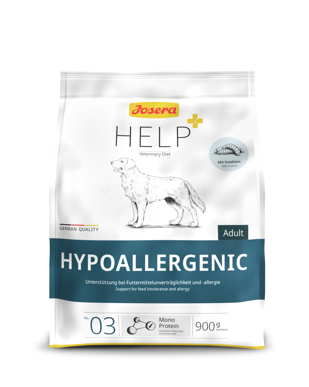 Josera Help Hypoallergenic, Adult-Hunde, Insektenprotein, hypoallergen, bei Allergien/Futterunverträglichkeiten, 900 g.
