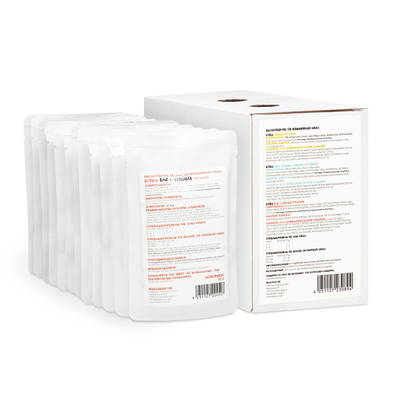Sparpaket 2 x 12 x 95 g Mincas Häppchen Kitten Multipack Nr. 4 Katzen Nassfutter