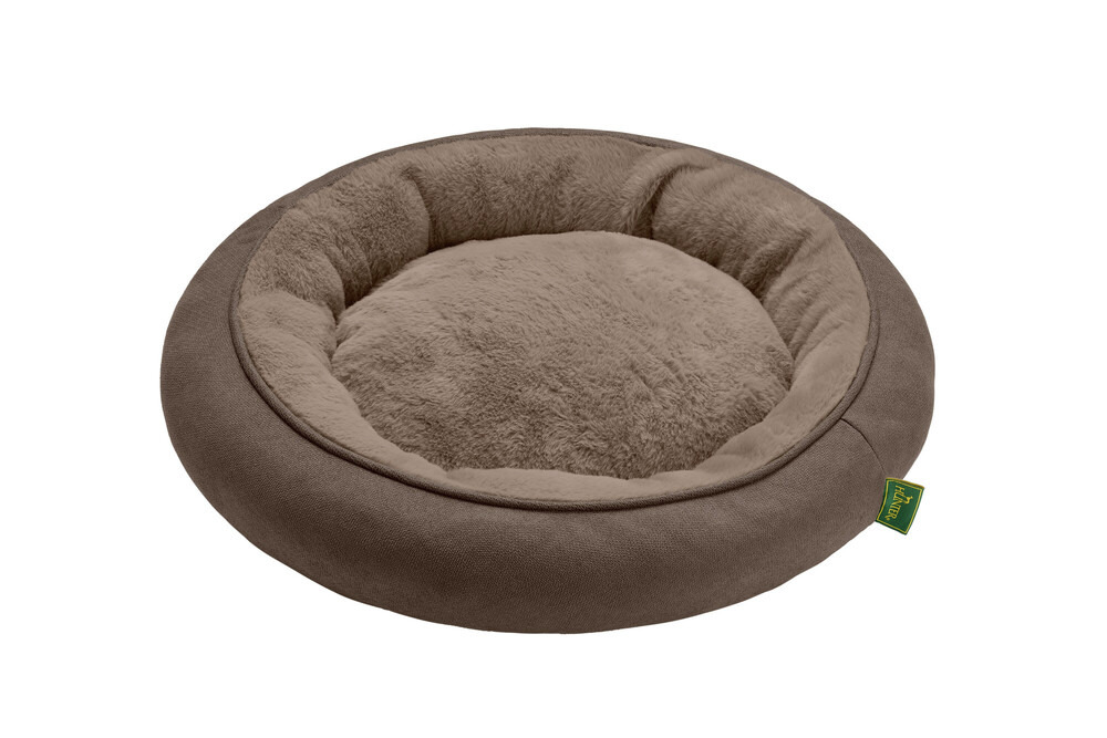 Hundebett „HUNTER Cozy Oval“, Braun, für kleine/mittelgroße Hunde, weiche Polsterung, kuscheliger Stoff, hoher Komfort.