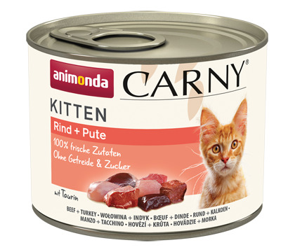 animonda Carny Kitten, Rind & Pute, für Kätzchen, 100% frische Zutaten, ohne Getreide & Zucker, 200 g.