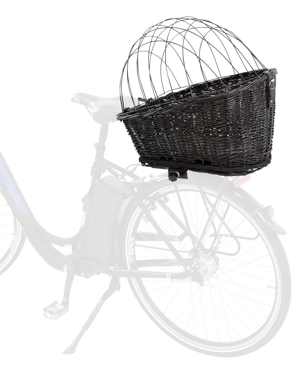 TRIXIE Fahrradkorb f. Hunde, kl.-mittelgroß, schwarzes Weidengeflecht, Metallgitter, sicherer Transport, f. Gepäckträger.