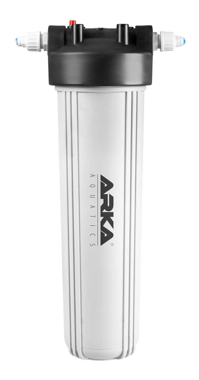 ARKA Aquatics Filtergehäuse, für Aquarienbesitzer, zylindrisch, robust, Weiß-Schwarz, klares Wasser, hochwertig.