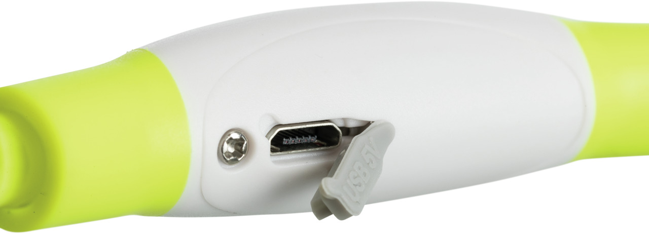 TRIXIE USB-Stick-Leuchthalsband-Adapter für Hunde, Weiß/Neongelb, erhöht Sichtbarkeit bei Dunkelheit, mit Schutzkappe, USB-Anschluss.
