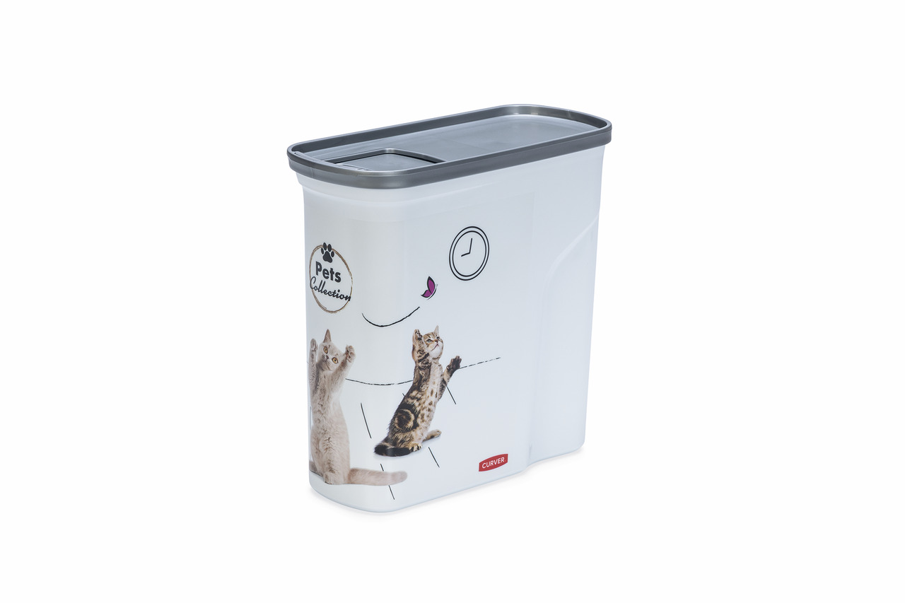 Curver Futterbehälter, 10L, für Katzen, luftdichter Deckel, Motiv: Katzen & Schmetterlinge, ideal für Trockenfutter.