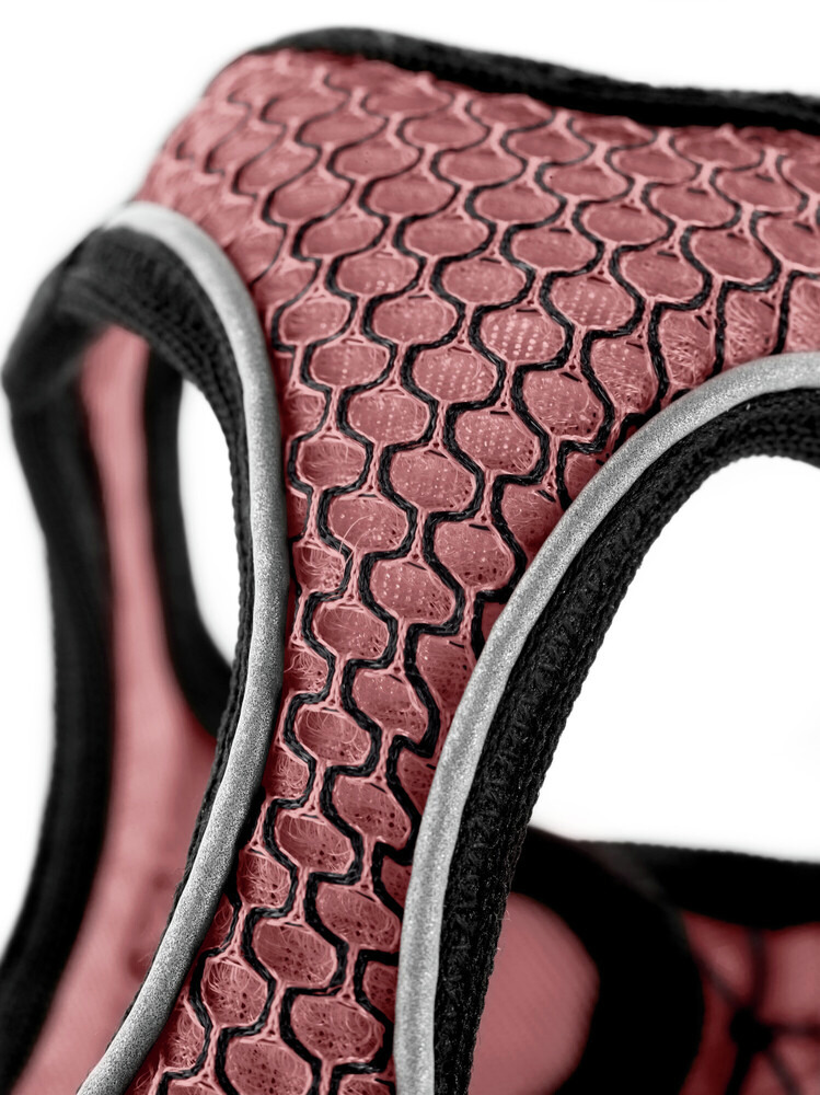 HUNTER Hundegeschirr Hilo, Rosa-schwarz, reflektierend, atmungsaktives 3D-Mesh, leicht, robust, ideal für täglichen Gebrauch.