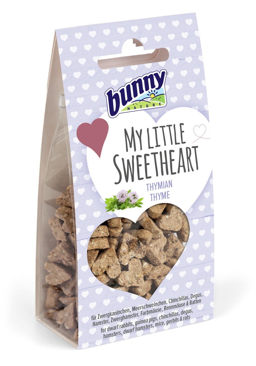 Bunny Nature My Little Sweetheart Thymian: Snacks für Zwergkaninchen & Co., Thymian-Geschmack, 30 g, herzförmig, ansprechendes Design.