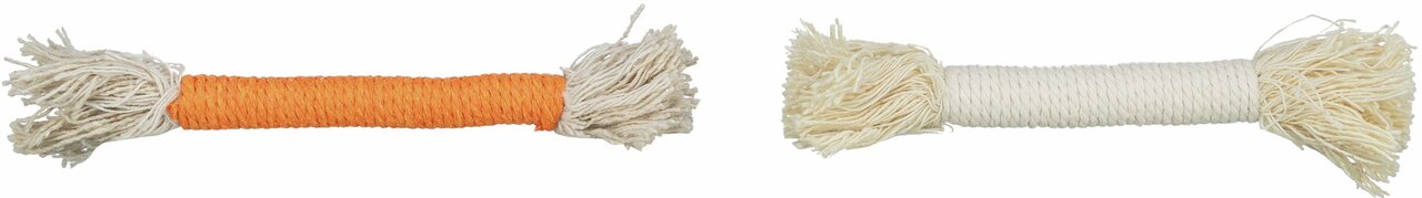 TRIXIE Hundespielzeug, Baumwollseil, Orange/Weiß, für alle Hunde, 26 cm, fördert Zahnpflege, ideal zum Kauen/Ziehen, Spielspaß.
