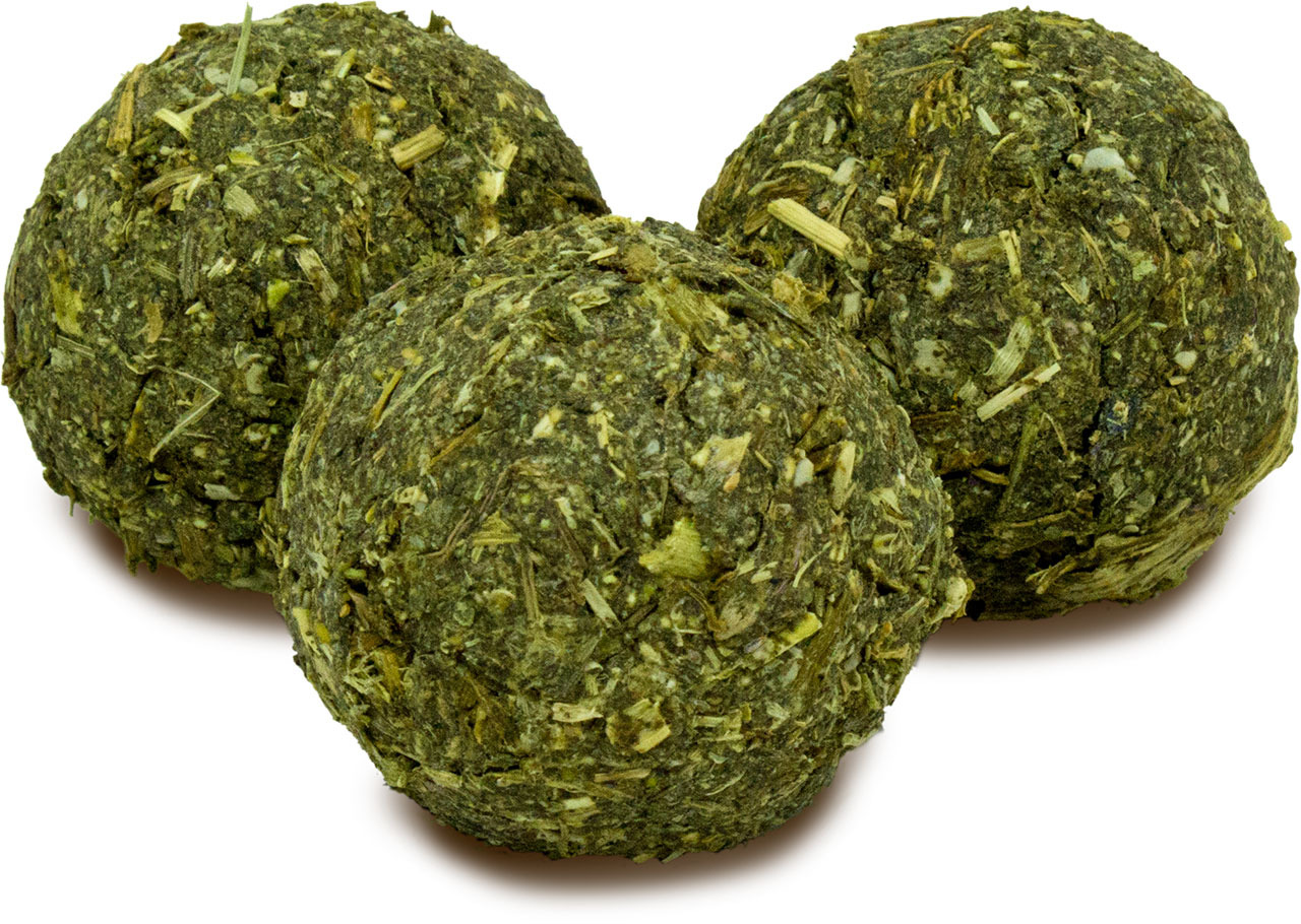 JR FARM Kräuterbälle, 3 Stk., für Kaninchen & Meerschweinchen, aus gepressten Kräutern, fördert Zahnabrieb & Verdauung.