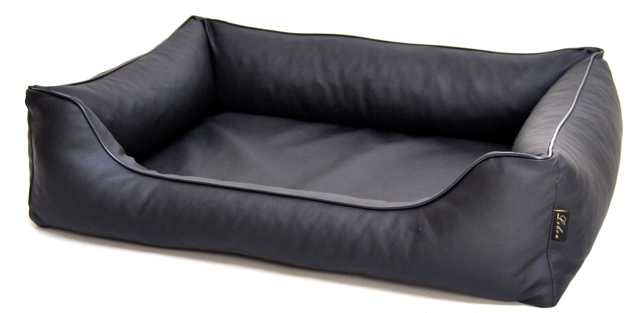 Hundebett LEBON, für alle Hunde, Kunstleder, leicht zu reinigen, komfortabel, schwarz, ideal für gemütl. & stilv. Schlafplatz.