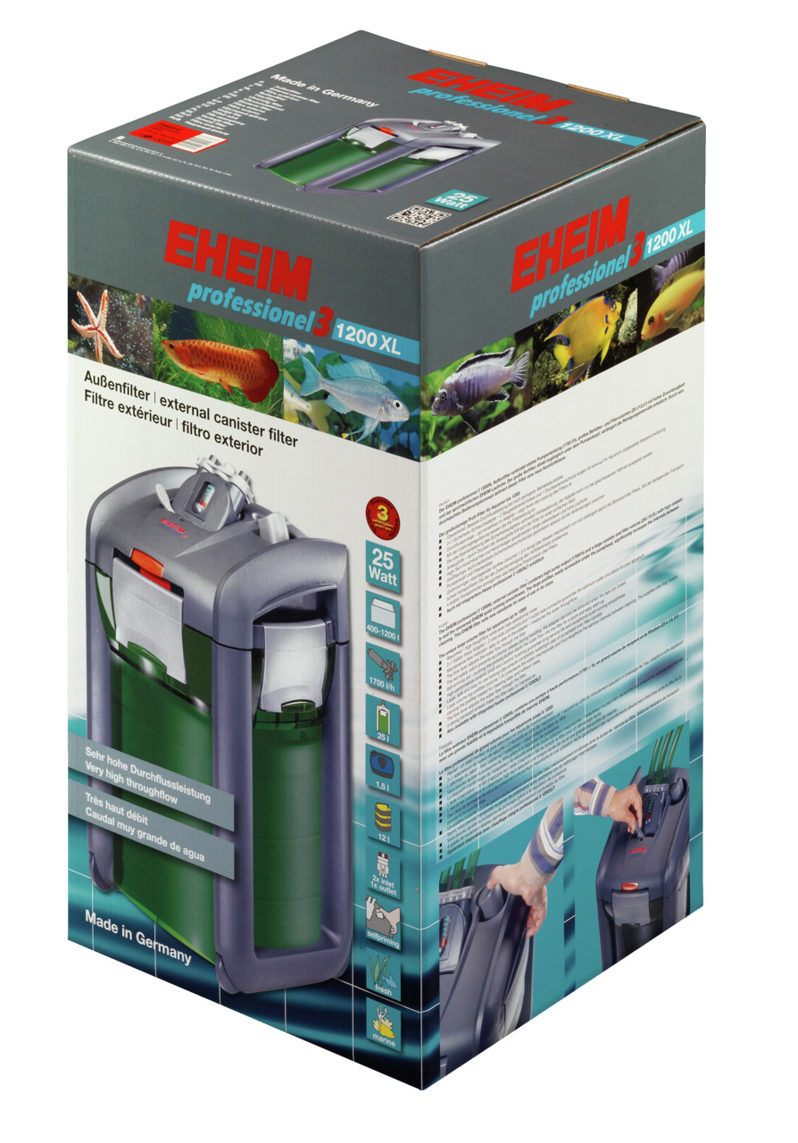 EHEIM professionel 3 1200 XL Außenfilter, für Aquarien 400-1200 L, 1700 L-h, 25 W, ideal für Aquarienbesitzer, die Zuverlässigkeit suchen.