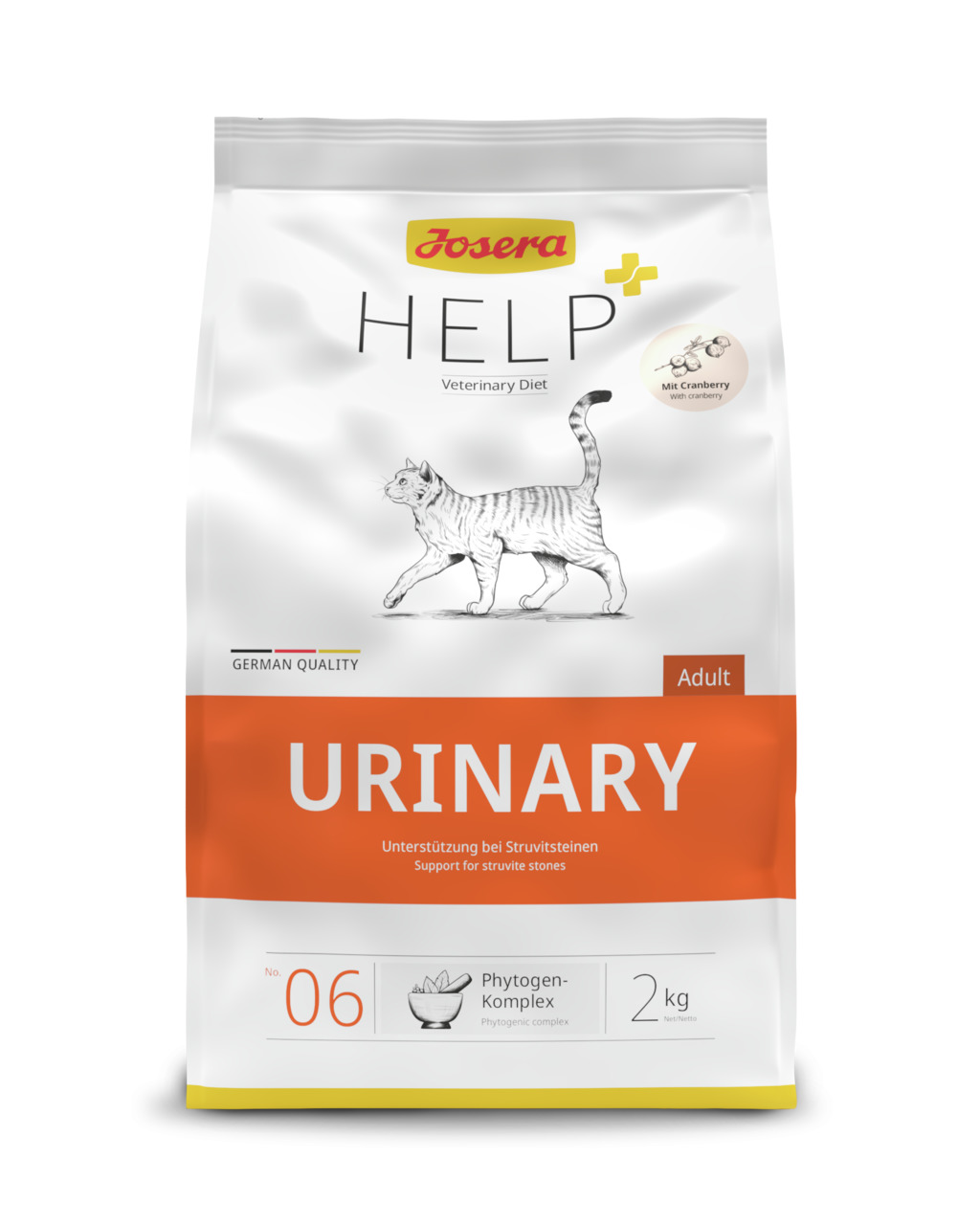 Josera Help Urinary, 2 kg, Trockenfutter f. erw. Katzen, diätetisch, gg. Struvitsteine, mit Phytogen-Komplex & Cranberry.
