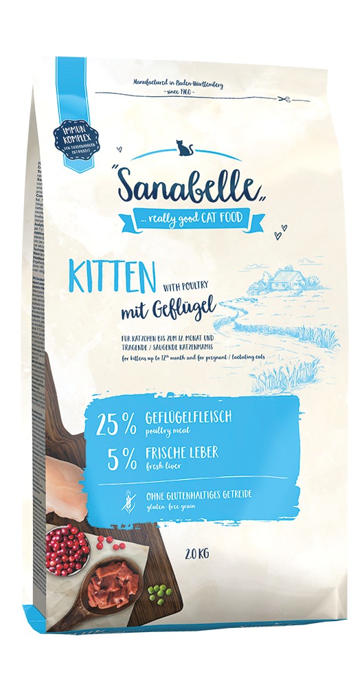 Sparpaket Sanabelle Kitten mit Geflügel 2 x 2kg Katzentrockenfutter
