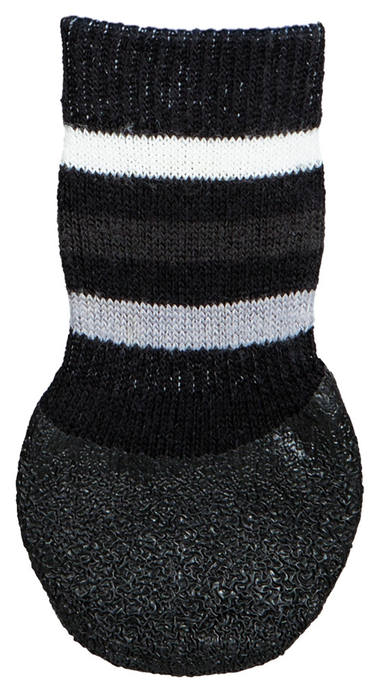 TRIXIE Hundeschuh, gestricktes Material, Schwarz-Grau-Weiß, rutschfeste Sohle, Schutz & Halt, für Hunde, ideal innen.