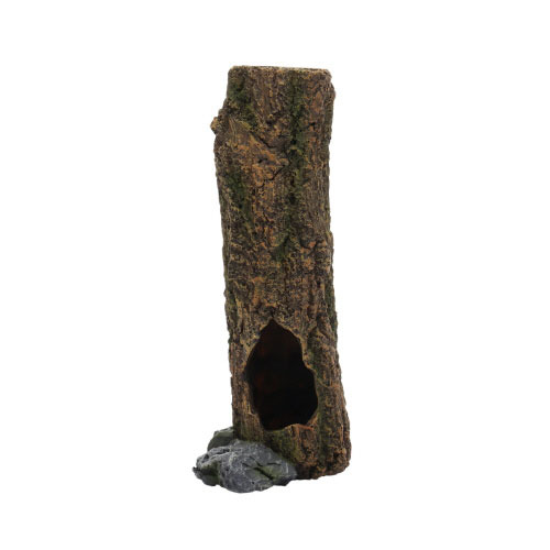 Ein künstlicher Baumstamm von der Marke HOBBY, speziell für Terrarien gestaltet. Das Produkt ist für Reptilien und Amphibien geeignet und bietet eine natürliche Versteckmöglichkeit. Der Baumstamm hat eine realistische Holzoptik mit einer Höhle und einer B