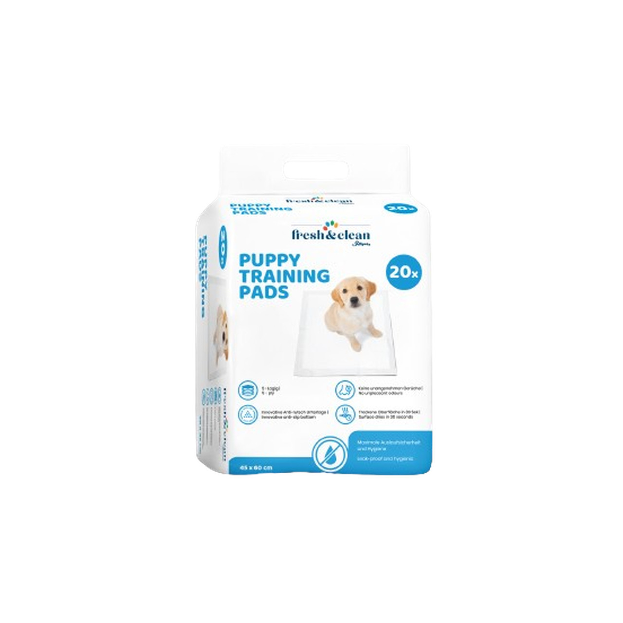 Fresh & Clean Puppy Training Pads, für Welpenbesitzer, 20 Stk., 45x60 cm, saugfähig, auslaufsicher, hygienisch, ideal für Stubenreinheit.
