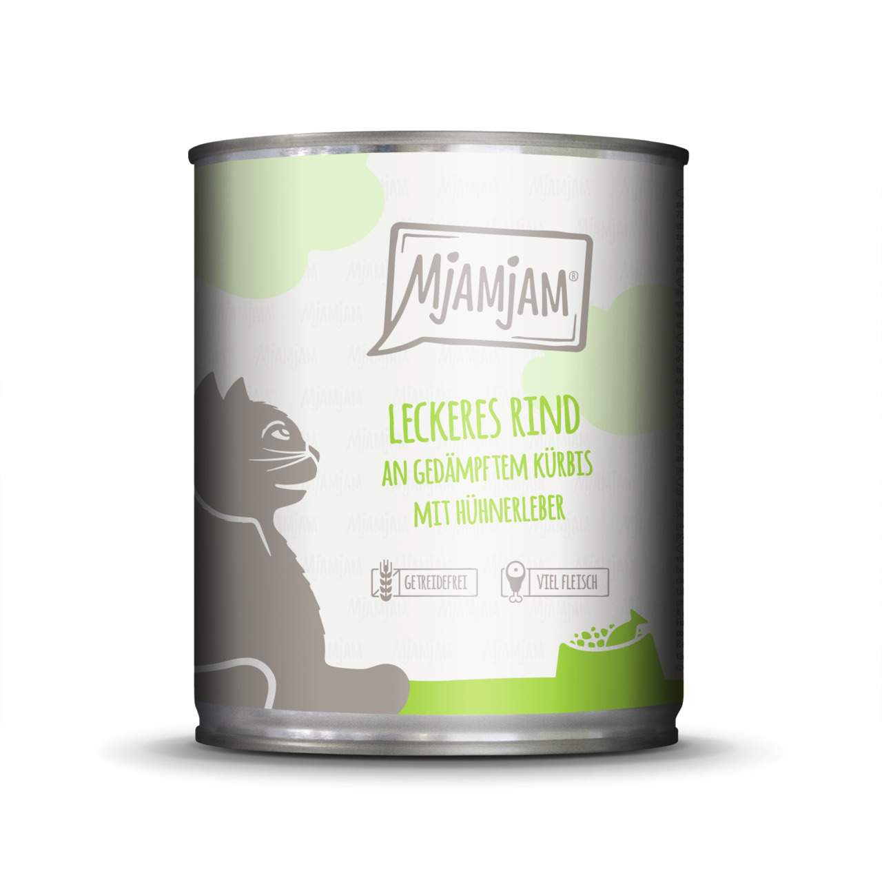 MJAMJAM Katzenfutter „Leckeres Rind an Kürbis+Hühnerleber“, getreidefrei, hoher Fleischanteil, Geschm.: Rind+Kürbis+Hühnerleber, 400 g.