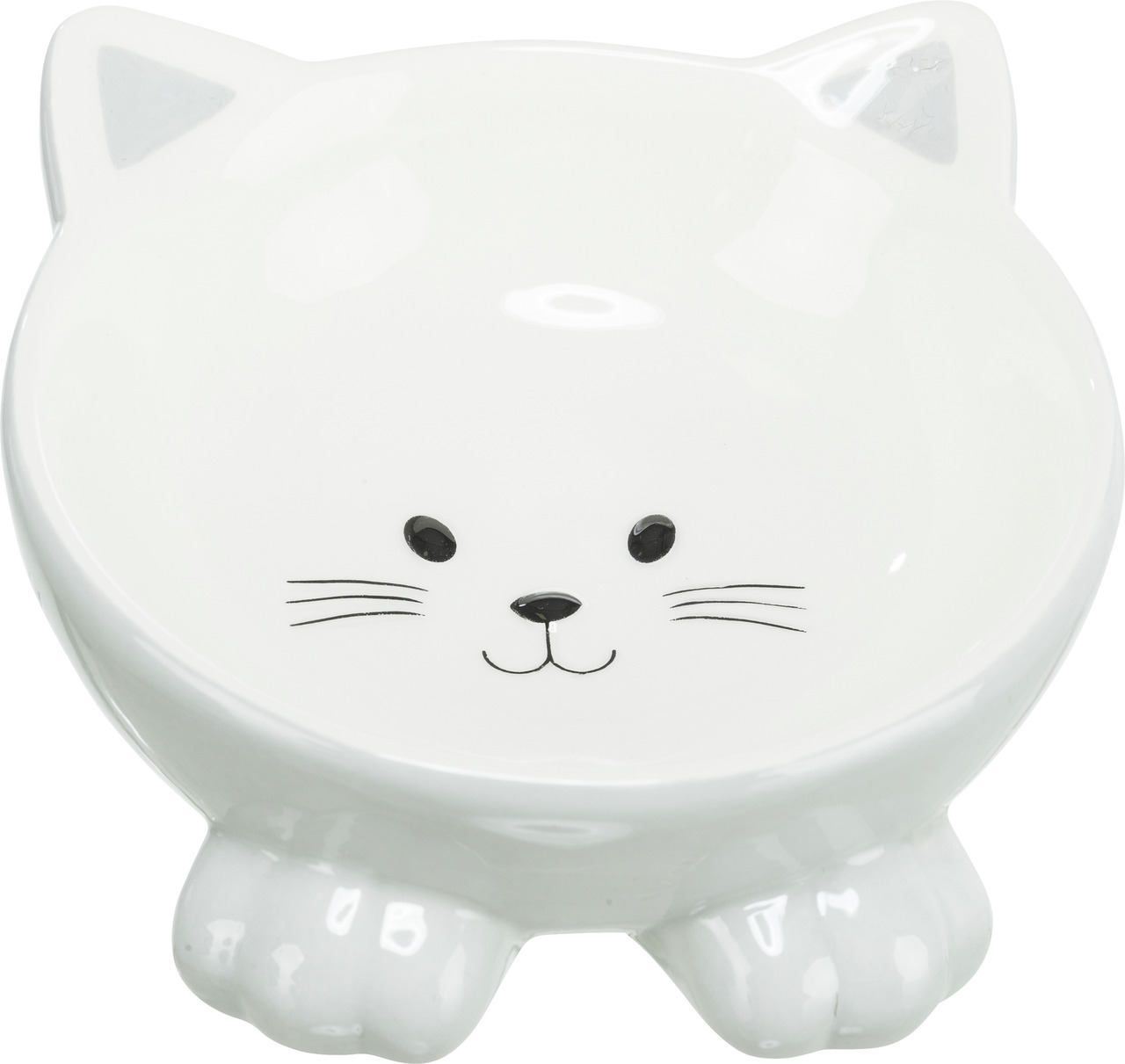 Keramiknapf von TRIXIE in Katzenform, ideal für Katzen als Zielgruppe. Der Napf zeigt ein niedliches Katzengesicht mit Ohren und Pfoten, perfekt für Futter oder Wasser. Fassungsvermögen: ca. 250 ml. Hochwertige Verarbeitung, leicht zu reinigen und rutschf