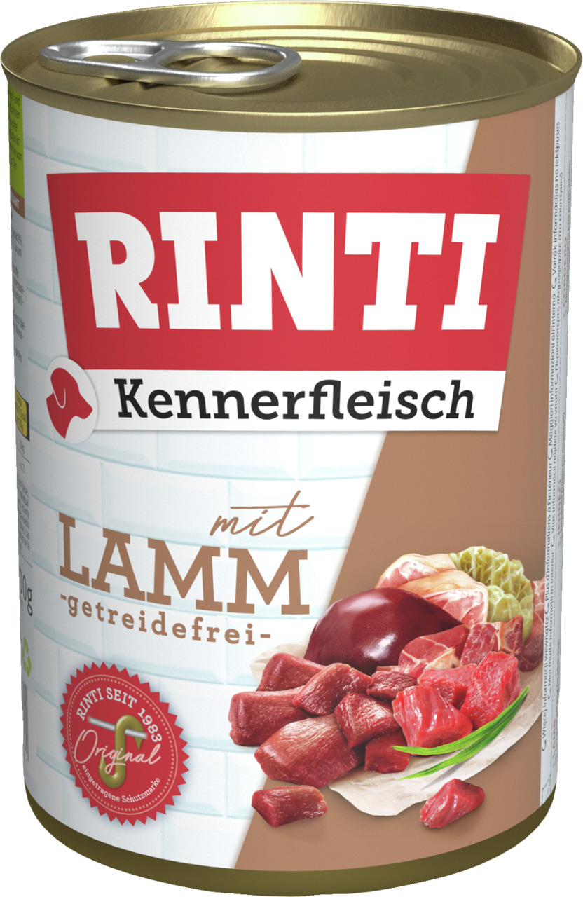 RINTI Kennerfleisch mit Lamm, 400 g, für Hunde, getreidefrei, Lammfleisch, "RINTI seit 1983 – Original".