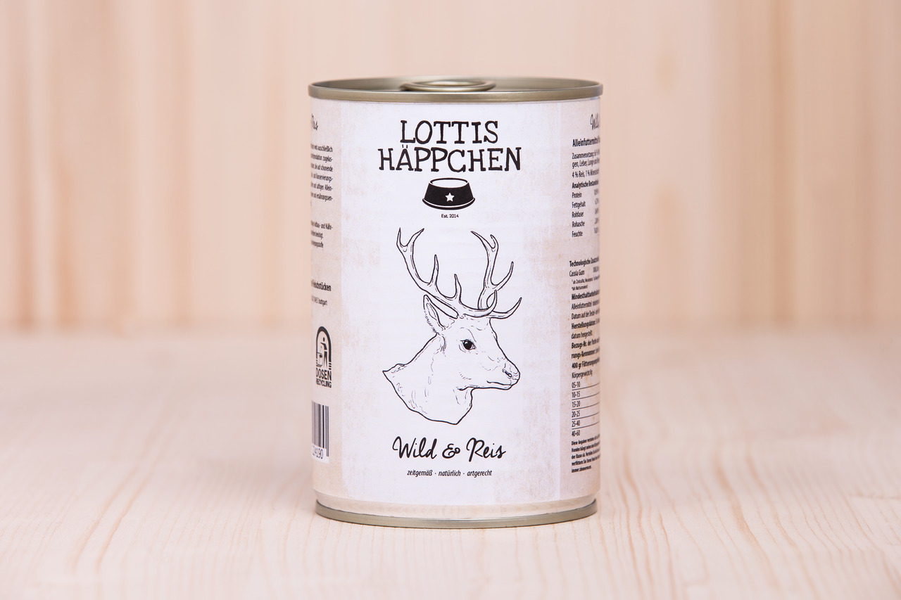 Sparpaket 6 x 400 g Lottis Häppchen Wild & Reis Hunde Nassfutter