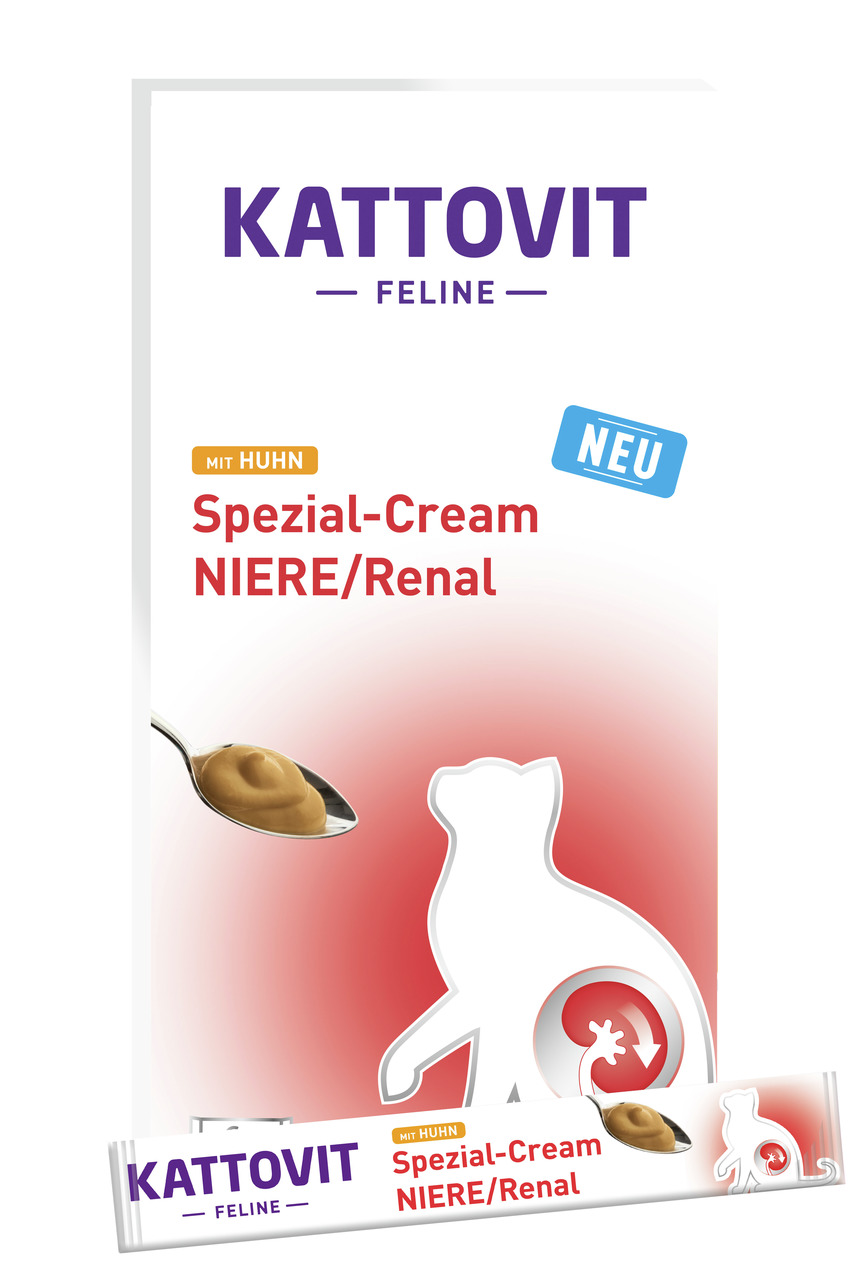 Kattovit Feline Spezial-Cream Niere/Renal, Huhn, für Katzen mit Nierenproblemen, 75 g, Nahrungsergänzung, NEU.