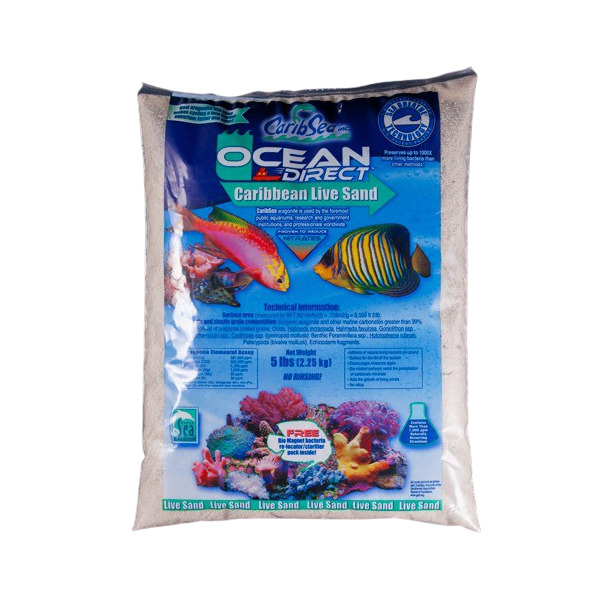 CaribSea Ocean Direct Caribbean Live Sand, lebender Sand für Meerwasser-Aquarien, 5 lbs (2,27 kg), ideal für natürliche Umgebung.