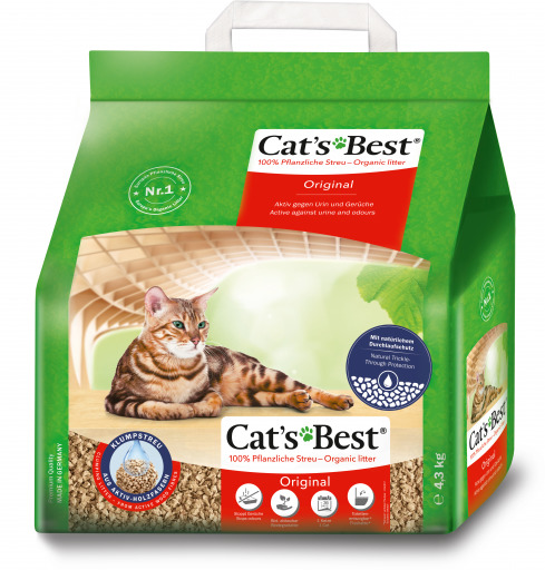 Cat's Best Original Katzenstreu, 4,3 kg, 100 % pflanzl., klumpend, bio-abbaubar, umweltfreundl., für Katzenhalter.