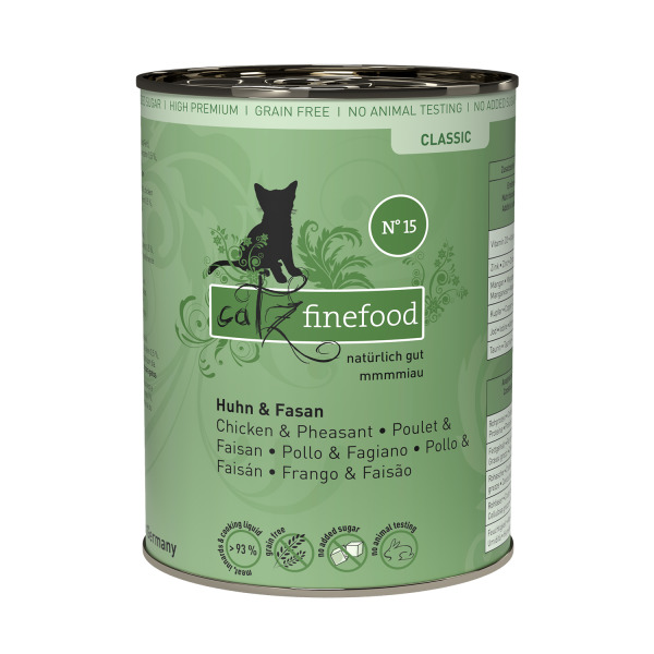 Catz finefood Classic Nr. 15, Katzenfutter, Huhn & Fasan, 400 g, High Premium, ohne Getreide, Zuckerzusatz & Tierversuche.