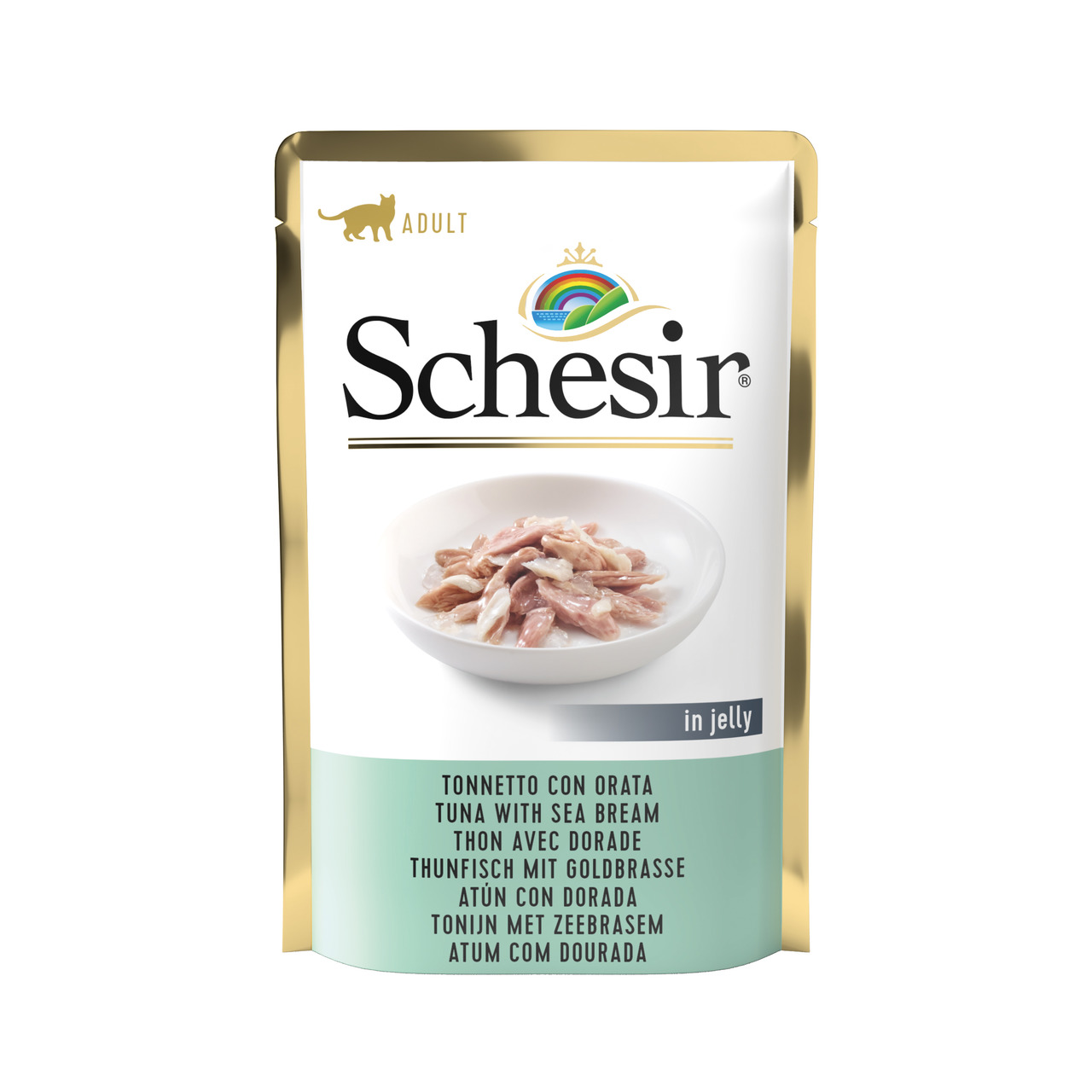Sparpaket 20 x 85 g Schesir Adult Thunfisch mit Goldbrasse in Jelly Katzen Nassfutter