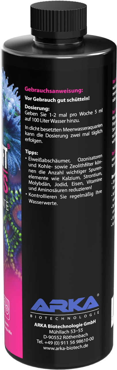 ARKA MICROBE-LIFT, 473 ml, für Meerwasseraquarien. Unterstützt Wasserqualität, reduziert Schadstoffe. Zielgruppe: Aquarienbesitzer.