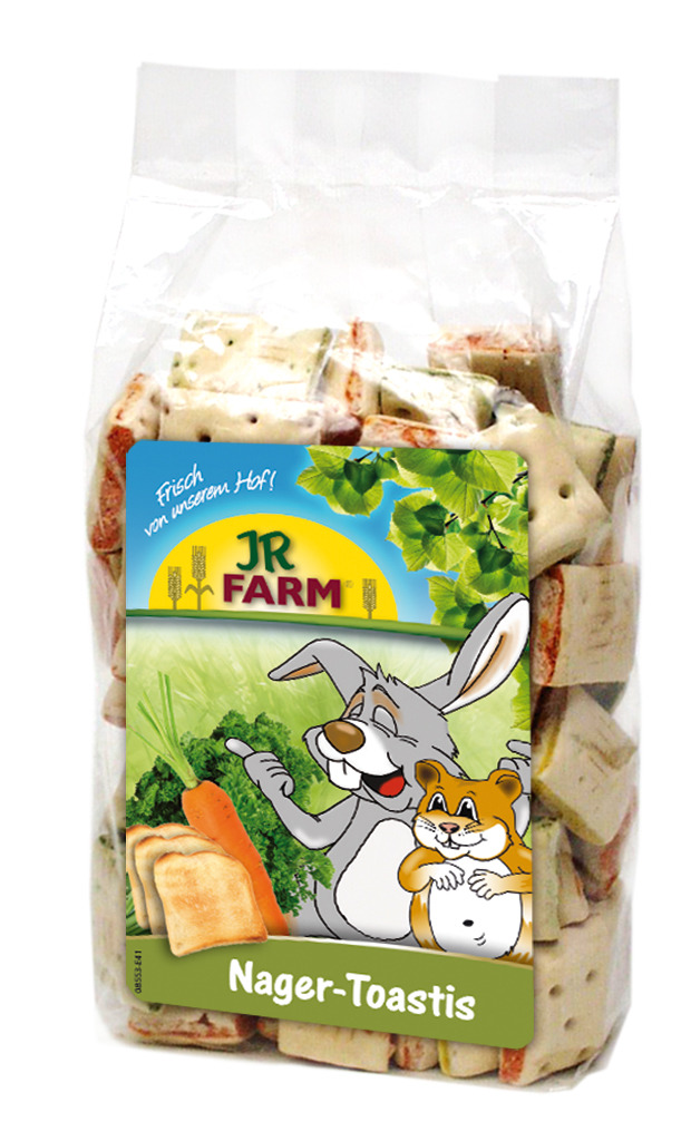 JR FARM Nager-Toastis, für Kleintiere (Kaninchen, Hamster), Geschmack: Karotten & Kräuter, 150 g.