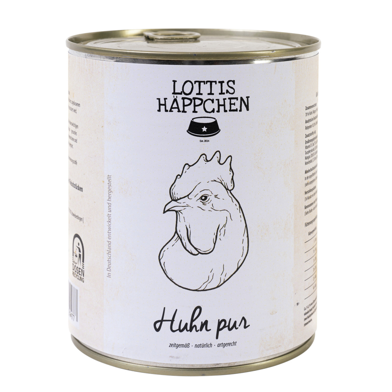 Lottis Häppchen – Huhn pur, für Hunde, reines Huhn, zeitgemäß-natürlich-artgerecht, 400g.