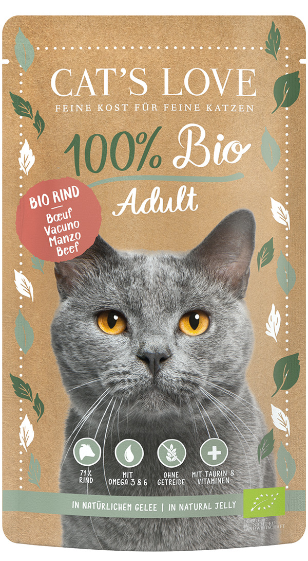 Cat's Love 100 % Bio Adult Rind Katzen Nassfutter 100 g