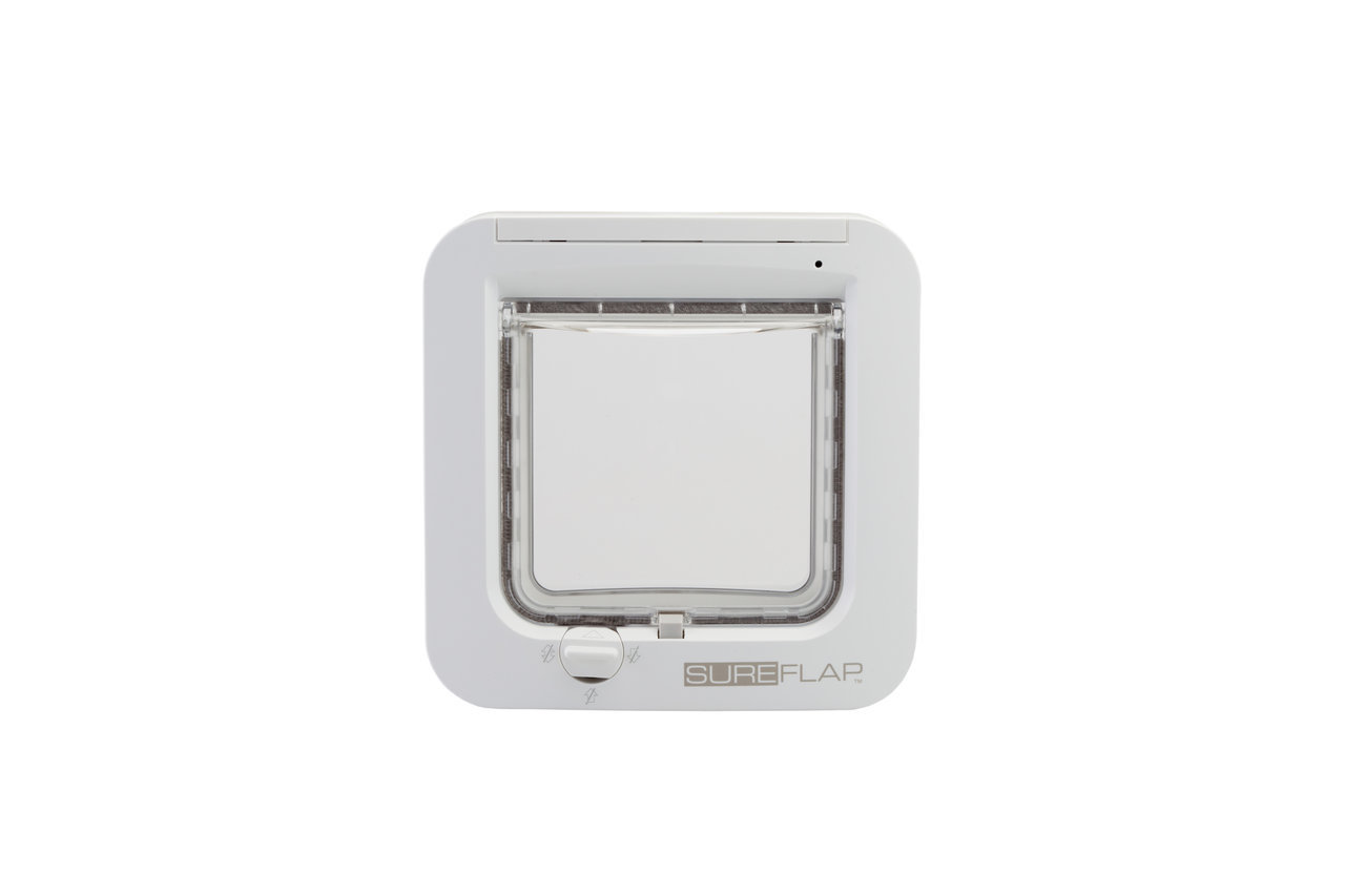 SureFlap Mikrochip-Katzenklappe, weiß, für Katzen, mit Mikrochip-Erkennung, sicher & komfortabel, für Innen- & Außenbereich.