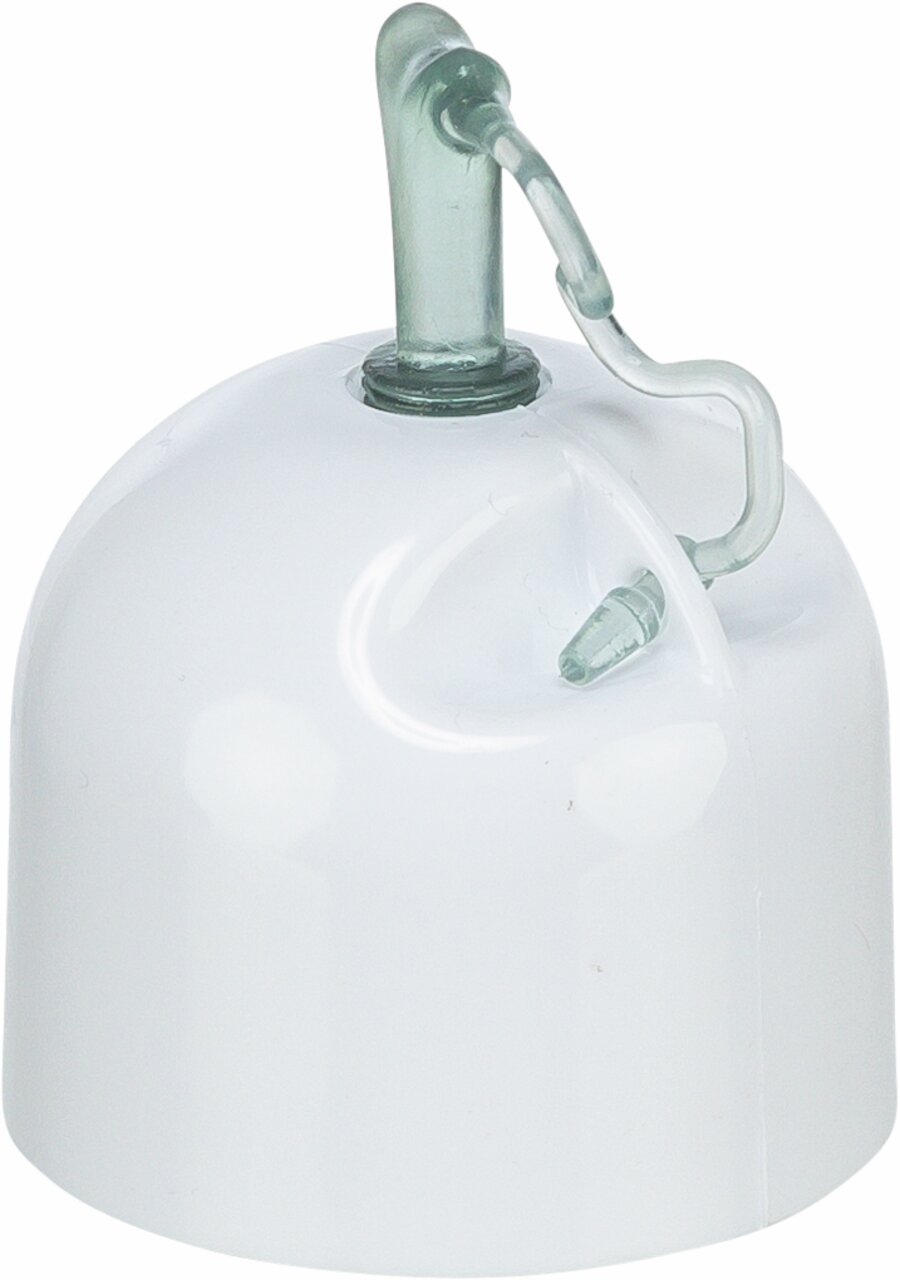 Weißer TRIXIE Kogelfutterspender für Vögel, Zielgruppe: Vögel. Transparentes Design, robust. Menge auf Bild nicht erkennbar.