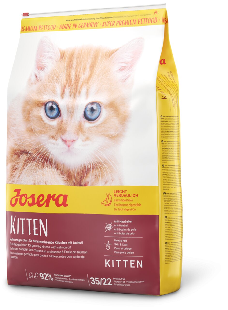 Josera Kitten Trockenfutter für heranwachsende Kätzchen mit Lachsöl, leicht verdaulich, 35-22 Protein-Fett-Verhältnis, 400 g.