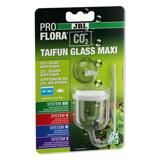 JBL ProFlora CO2 Taifun Glass Maxi, Diffusor für Aquarien (160-800 L), fördert Pflanzenwachstum, kompatibel mit BIO, U, M, V.