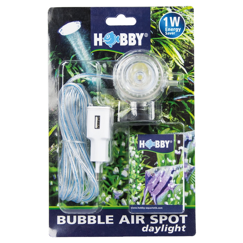 Hobby Bubble Air Spot Daylight, LED-Lampe (1W) für Aquarien, ideal für Fische & Pflanzen, inkl. USB-Adapter & Kabel.