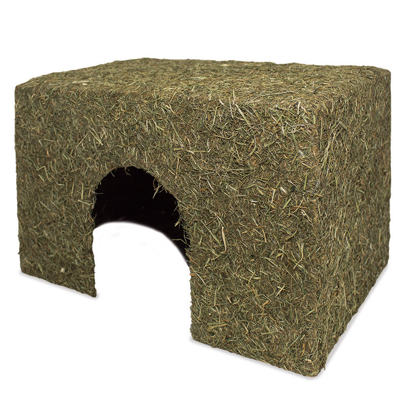 JR FARM Heu-Haus: Versteck & Knabberspielzeug für Kaninchen-Meerschweinchen, aus Bergwiesenheu, essbar, fördert Knabbertrieb.