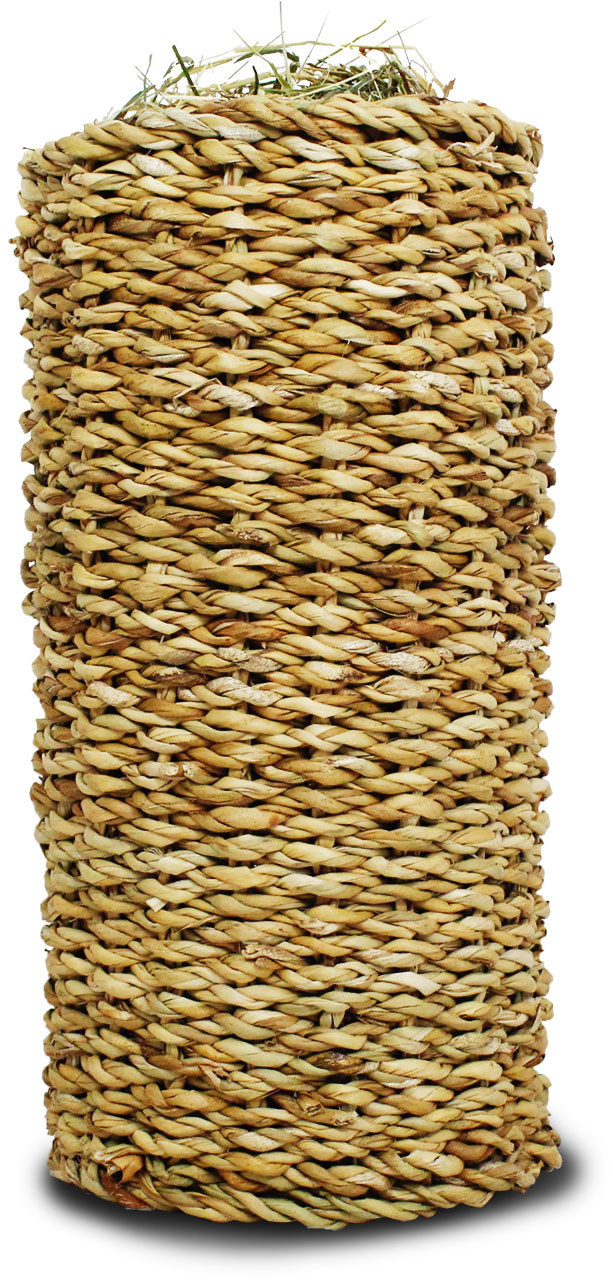 Geflochtener Heutunnel von JR FARM für Kleintiere wie Kaninchen und Meerschweinchen. Der Tunnel besteht aus natürlichem Material und ist mit duftendem Heu gefüllt, ideal zum Knabbern, Spielen und Verstecken. Perfekt für artgerechte Beschäftigung und Zahnp