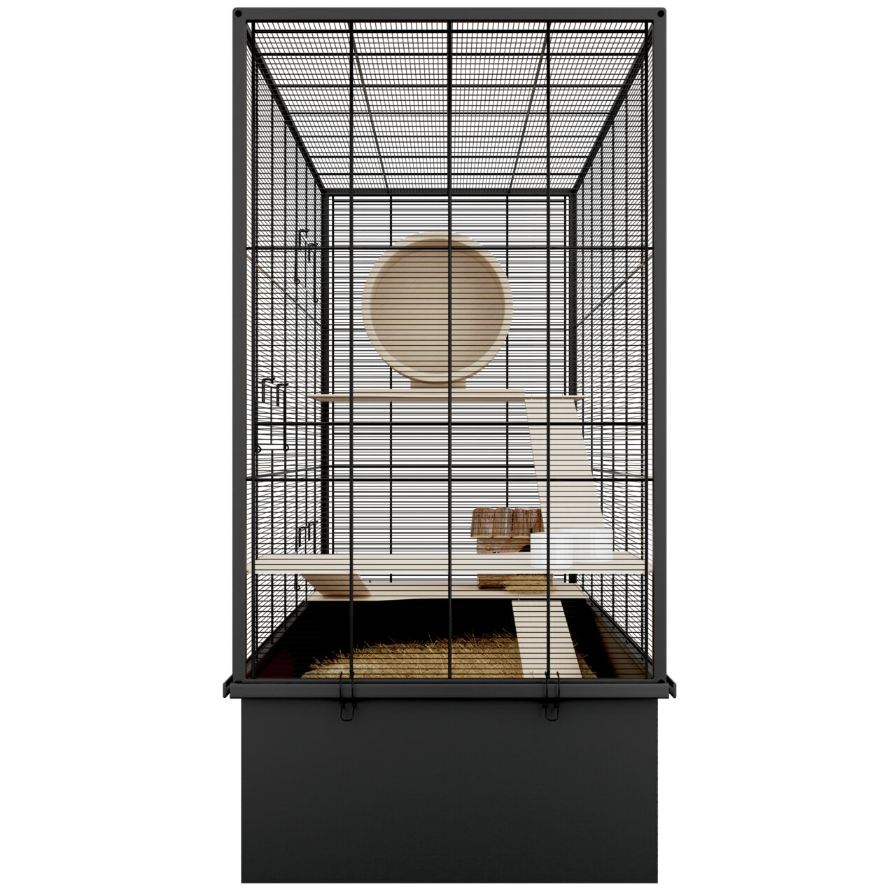 Allpets Kleintierkäfig, für Hamster/Mäuse, mit Ebenen, Laufscheibe, Rampen, Einstreu, Metall, stabil & komfortabel.