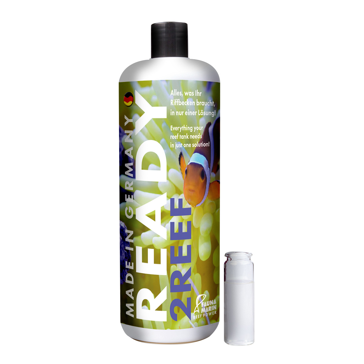 Fauna Marin Ready2Reef, Komplettlösung für Riffaquarien, 1000 ml, enthält Nährstoffe & Spurenelemente, Clownfisch-Motiv.