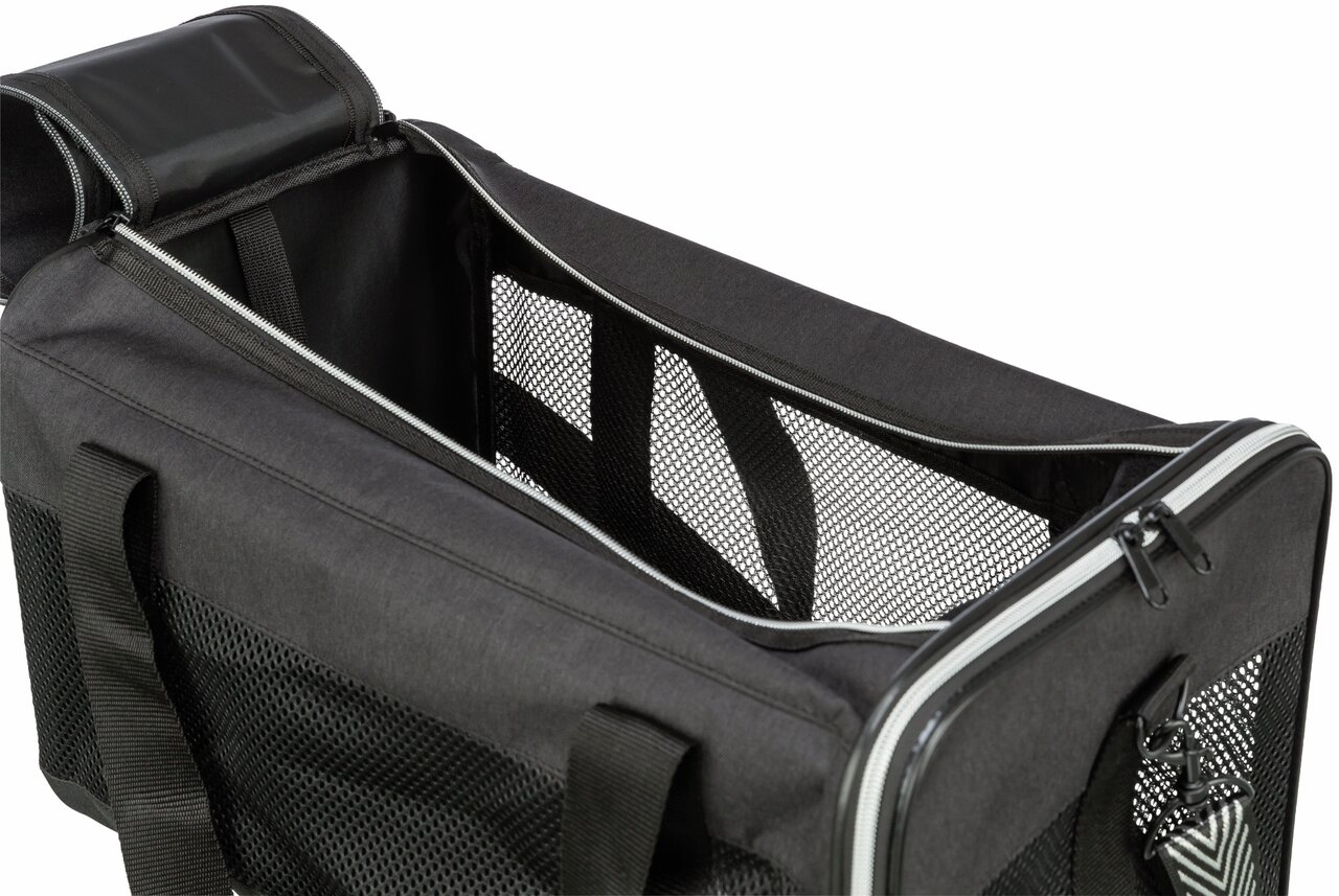 TRIXIE Transporttasche, für kl. Hunde & Katzen, schwarz, Netzmaterial, Reißverschluss, Tragegriffe, stabil, ideal für Reisen, Tierarzt.