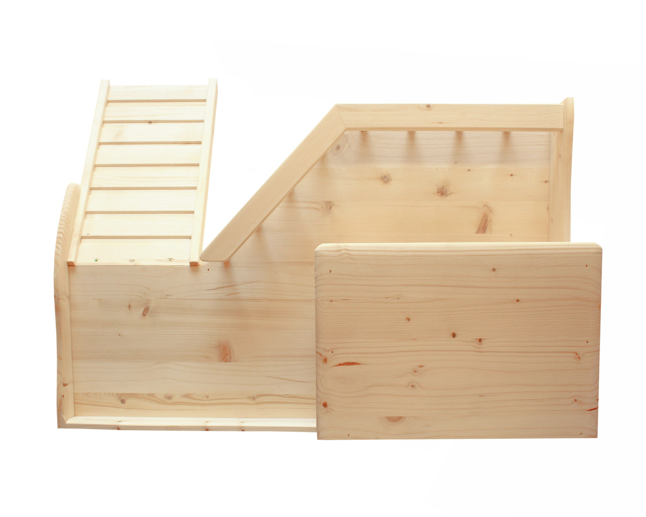 Resch Kleintierhaus aus Holz, für Kaninchen-Meerschweinchen, mit Rampe & Plattform, natürl. Design, für Innen--Außenbereich.