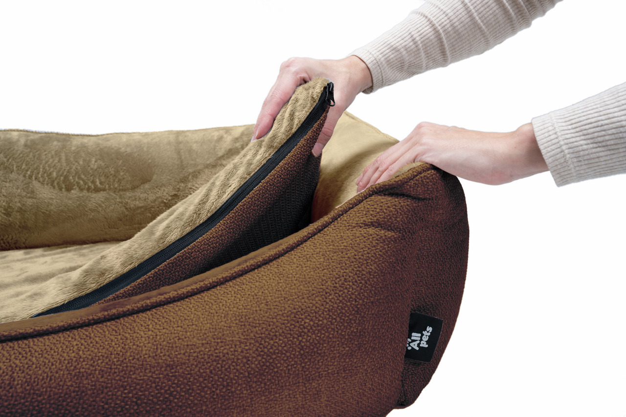 Hundebett Allpets, braun, abnehmbarer waschbarer Bezug, für Hunde aller Größen, weich gepolstert, hoher Komfort, hygienisch.