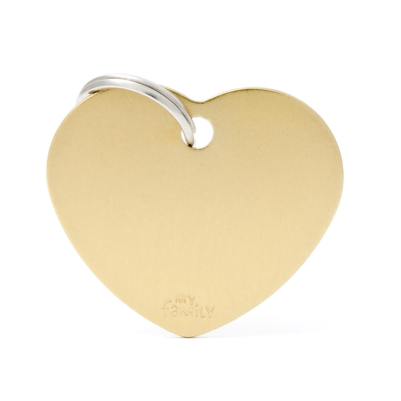 MY FAMILY Classic Big Heart Golden Brass Tag Hundemarke