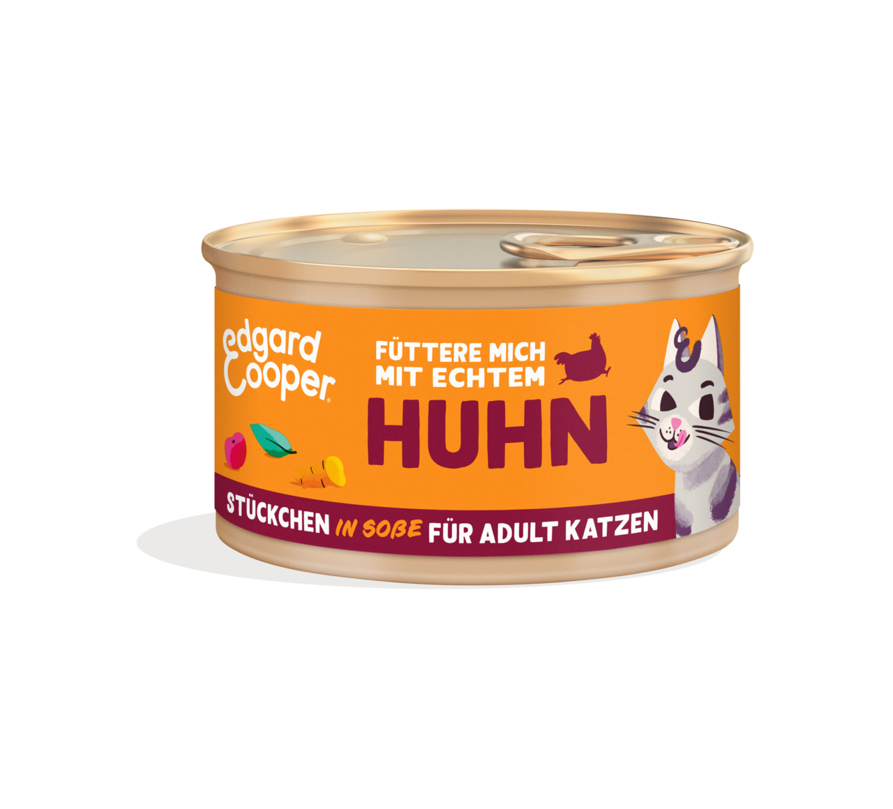Edgard & Cooper Katzenfutter, Huhn, für ausgewachsene Katzen, Stückchen in Soße, "Füttere mich mit echtem Huhn".