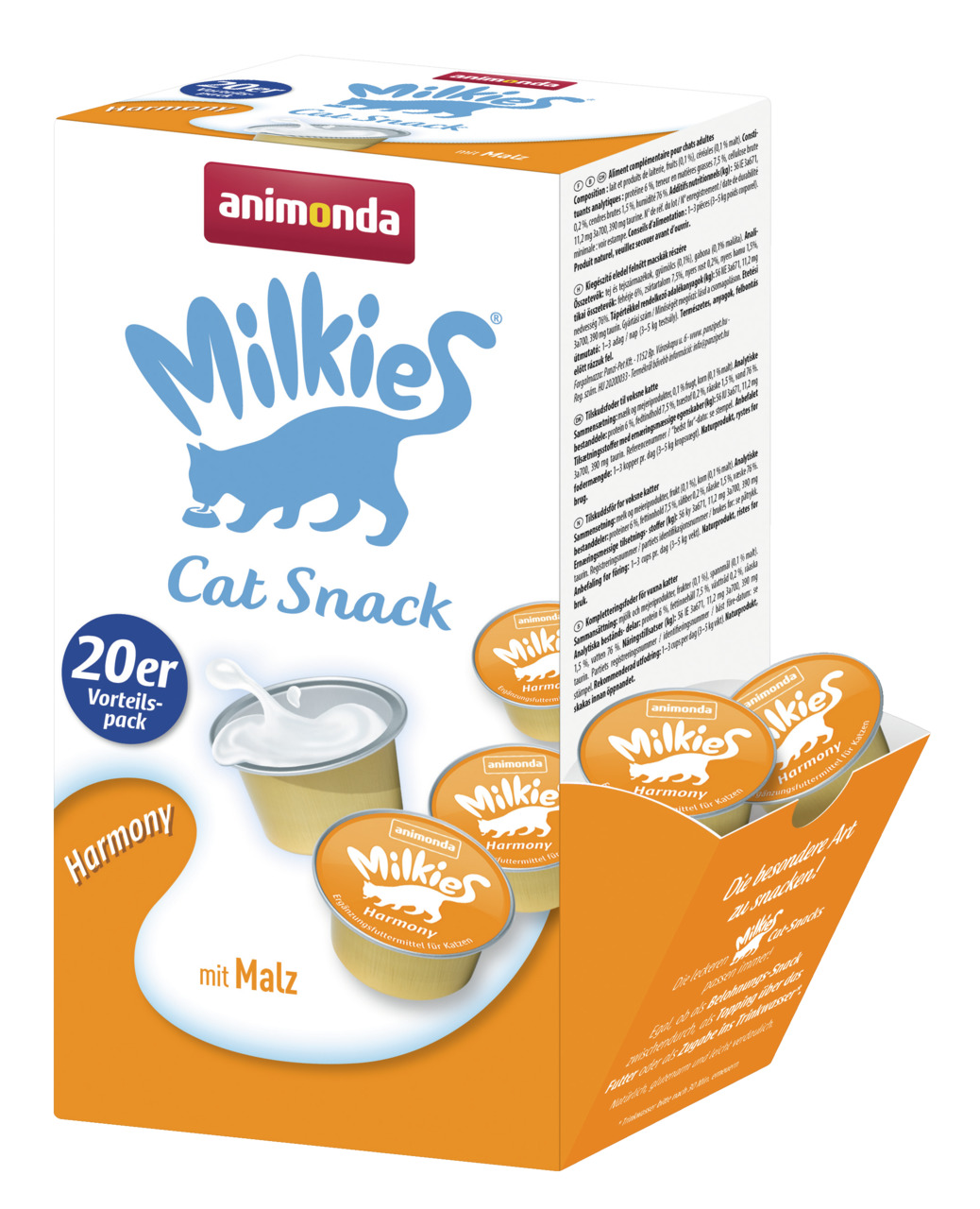 animonda Milkies Cat Snack Harmony, Katzen, Malz, 20er-Vorteilspack, cremiger Snack.