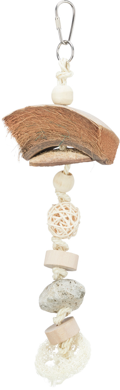 Trixie Naturspielzeug Kokosnuss, Rattan & Lavagestein Vogel Spielzeug 35 cm