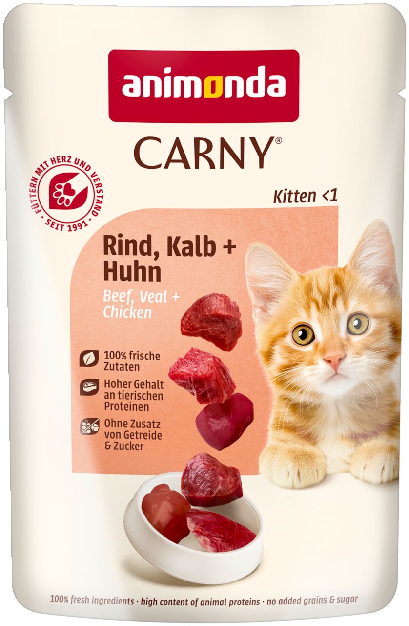 animonda Carny Kitten Katzenfutter für Kätzchen, Rind Kalb + Huhn, 85 g, getreide- und zuckerfrei, frische Zutaten;;;;;;;;;;;;;;;;;;;;;;;;;;;;;;;;;;;;