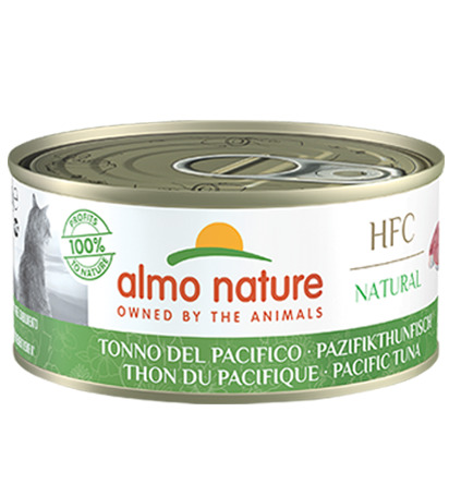 Almo Nature HFC Natural Katzenfutter, Pazifikthunfisch, 70 g, 100% natürlich, „Owned by the Animals“, für Katzen.